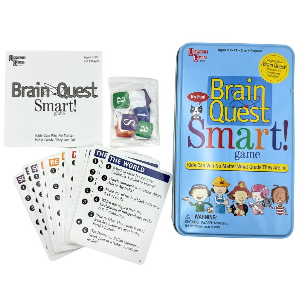 Brain Quest Smart! Game 2011 Tin Box Age 6-12 Educational 2-4 Players Unused